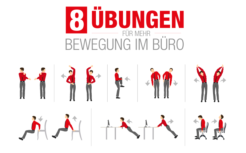 8 Übungen für mehr Bewegung im Büro